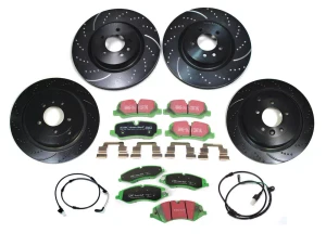 EBC Performance Brake Rebuild Kit, Front And Rear, 3GD Series Sport Brake Rotors And Greenstuff Pads With Wear Sensors For Land Rover LR4 3.0L V6, 2014 - 2016