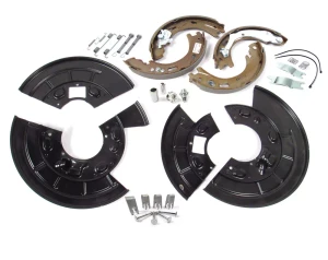 Parking Brake And Rear Brake Backing Plate Rebuild Kit, Includes Parking Brake Shoes, Replacement Hardware, And Split Rear Brake Backing Plates, For Land Rover LR3, LR4 And Range Rover Sport (See Fitment Years)
