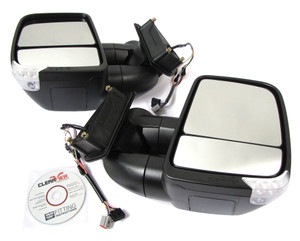Clearview NEXT GEN Towing Mirrors, Pair In Black, For Land Rover LR3, LR4, And Range Rover Sport, Electric Power Adjustable With Turn Signal Indicators (See Fitment Years)