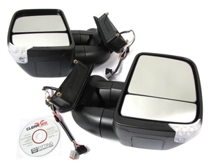 Clearview NEXT GEN Towing Mirrors, Pair In Black, For Land Rover LR3, LR4, And Range Rover Sport, Electric Power Adjustable With Turn Signal Indicators (See Fitment Years)