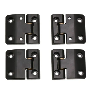 Front Door Hinges, Billet Black Aluminum, Four Piece Set, By Exmoor Trim For Land Rover Defender 90, 110, 130 (See Fitment Years)