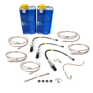 Brake Hose And Pipe Replacement Kit With Fluid, For Land Rover Series 109 (Vehicles With Single-Line Hydraulic Brake System), Includes Stainless Steel Brake Hoses, Copper And Nickel EziBend Pipes, And ATE Original SL DOT 4 Fluid