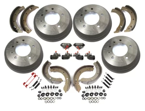 Front And Rear Brake Rebuild Kit For Land Rover Series 109-Inch Models Only, Includes Drums, Shoes, Wheel Cylinders, Adjuster Cams, And Hardware (See Fitment Years)