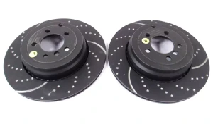 EBC Brakes Rear Rotors, Pair, GD1722 3GD Series, Dimpled And Slotted, For Range Rover Full Size L322, 2010 - 2012