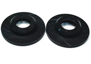 3GD Series Sport Performance Brake Rotors LR017952, Front Pair By EBC, Dimpled And Slotted, For Land Rover Defender 90, And Range Rover Classic (See Fitment Years)
