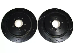 Performance EBC Sport Brake Rotors, Rear Pair, Dimpled And Slotted, For Land Rover LR3, LR4, And Range Rover Sport (See Fitment Years)