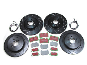 EBC Performance Brake Rebuild Kit, Front And Rear, 3GD Series Sport Brake Rotors And Greenstuff Pads With Wear Sensors, For Range Rover Sport Supercharged, 2006 - 2009