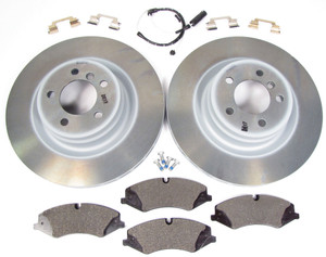 Front Brake Rebuild Kit With Genuine Rotors, Genuine Brake Pads, And Standard Brake Wear Sensor For Range Rover Full Size L322, 2010 - 2012