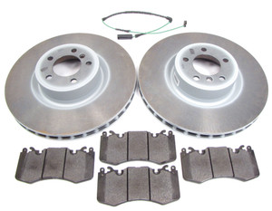 Front Brake Rebuild Kit For Range Rover Full Size Supercharged L322 With Brembo Brakes, 2010 - 2012, Includes Genuine Rotors, Genuine Pads And Replacement Wear Sensor
