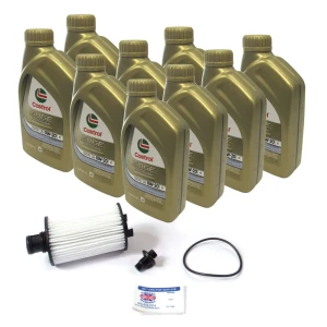 Complete Oil Change Kit For Land Rover LR4, Discovery 5, Range Rover Sport Supercharged, And Range Rover Full Size, Includes Oil Filter With Seal By Mahle, 9 Quarts Castrol Edge Professional OE 0W/20 Oil And Reminder Sticker (See Fitment Years)