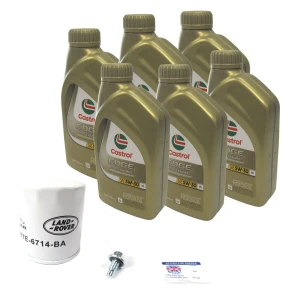 Complete Oil Change Kit For Land Rover Discovery Sport, LR2, And Range Rover Evoque, Includes Land Rover Genuine Oil Filter, 6 Quarts OEM Castrol Edge Professional 5W/30 Oil, Replacement Drain Plug With Seal, And Reminder Sticker (See Fitment Years)