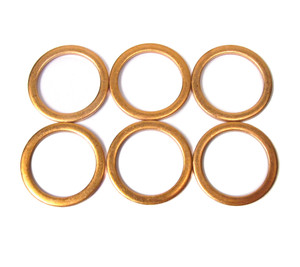 Genuine Copper Oil Pan Drain Plug Washer ETC7398, Set Of 6, For Land Rover Discovery I, 1994 - 1999 And Range Rover Classic 1995