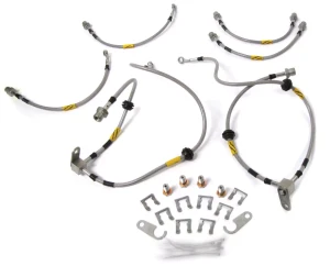 Stainless Steel Brake Hose Kit By Terrafirma Goodridge, 6-Hose Set With Hardware, For Land Rover LR4 With 2-Inch Lift