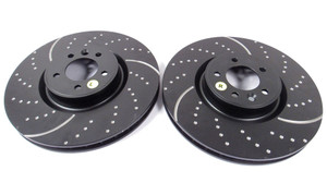 EBC Brakes Front Rotors, Pair, GD1723 3GD Series, Dimpled And Slotted, For Range Rover Full Size L405 Supercharged And Range Rover Sport Supercharged (See Fitment Years)
