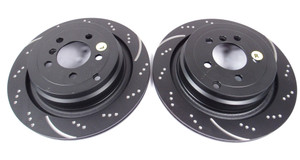 Brake Rotors, Rear Pair, EBC 3GD Series Sport, Dimpled And Slotted, For Range Rover Full Size L322, 2006 - 2009