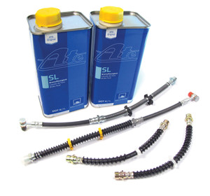 Brake Hose And Fluid Kit, Standard Rubber Hoses And ATE Original SL DOT 4 Brake Fluid, For Land Rover Freelander, 2002 - 2005
