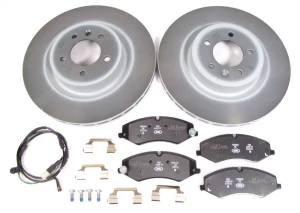 Front Brake Rebuild Kit With Genuine Rotors And Pads, Brake Wear Sensor By Pex And Locator Screws, For Land Rover LR4, 2010 - 2013