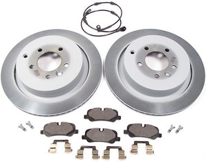 Genuine Rear Brake Rebuild Kit For Range Rover Sport, 2006 - 2009, Includes Genuine Pads And Rotors, Wear Sensor, And Hardware