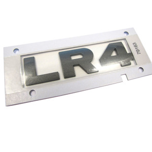 Genuine Rear Tailgate Badge LR018256, 'LR4' Text In Brunel Metallic, For Land Rover LR4, 2010 - 2016