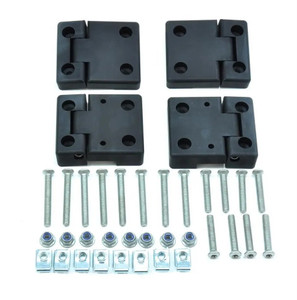 Front Doors Hinge Kit DA1305, 4 Black Anodized Hinges With Stainless Hardware, For Land Rover Defender 90 And 110 Rest-of-World Models, And Series 3 (See Fitment Years)