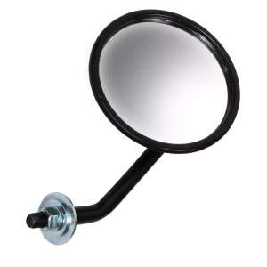 Stationary Wing Mirror Arm 562912, Round, Black, Includes Glass, For Land Rover Series 2, 2A, And 3, 88 And 109-Inch Models