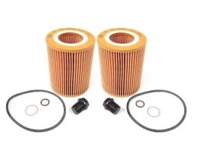 Oil Change Kit For Land Rover LR2 For Two Oil Changes, Includes 2 Cartridge Filters LR001419 By MANN, 2 Filter Seals, And 2 Drain Plugs With Seals And Washers