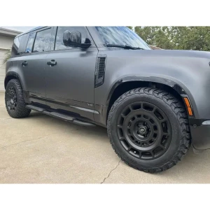 Custom Alloy Wheel, Double Slot, Set Of 5, 20 x 9-1/2 Inches By Iconisus, Satin Black, For Land Rover Defender 90, 110, 130 New Gen L663 (See Fitment Years)