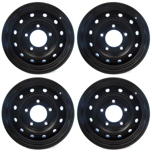 NATO Steel Wheels ANR4583PM, Set Of 4, Black, 16 x 6.5-Inch, Tubeless, Wolf Style, For Land Rover Discovery I, Defender 90, 110 And 130, And Range Rover Classic (See Fitment Years)