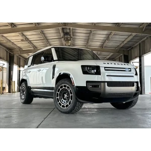Custom Alloy Wheel, Double Slot, Set Of 5, 20 x 9-1/2 Inches By Iconisus, 2-Tone Satin Black & Dark Gray, For Land Rover Defender 90, 110, 130 New Gen L663 (See Fitment Years)