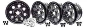 Steel Wheels By Terrafirma, Set Of 4, Satin Black 18 X 8 Inch, Wheel Spacers And Lug Nuts Included, For Land Rover LR4 And Range Rover
