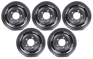 Steel Wheels, Set Of 5, 16 By 5.5-Inch Steel, Black, Tube Type For Land Rover Series 2, 2A And 3 (88 And 109)