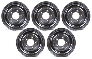 Steel Wheels, Set Of 5, 16 By 5.5-Inch Steel, Black, Tube Type For Land Rover Series 2, 2A And 3 (88 And 109)