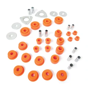 Polyurethane Bushing Set By Polybush, Front And Rear Suspension For Land Rover Discovery 1, Range Rover Classic And Defender 90 (Orange / Standard Firmness)