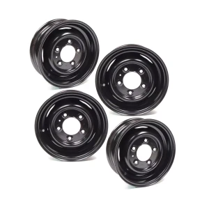 Steel Wheels, Set Of 4, 16 By 5.5-Inch Steel, Black, Tube Type For Land Rover Series 2, 2A And 3 (88 And 109)
