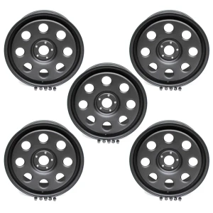 Steel Wheel By Terrafirma, Set of 5, Satin Black, 20 X 8 Inch, Includes Nuts, For Land Rover LR3, LR4, Discovery 5, Range Rover Sport, And Defender 90,110, 130 New Generation (See Fitment Years)