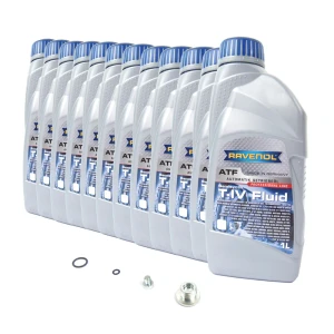 Transmission Service Kit For Land Rover LR2 And Range Rover Evoque, Includes 12 Liters Semi-Synthetic ATF T-IV By Ravenol LR002748, And Replacement Drain And Fill Plugs
