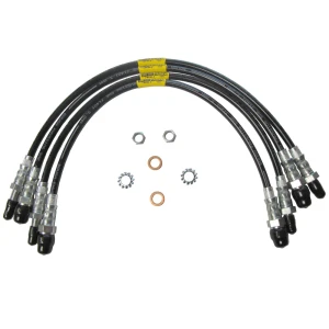 Performance Stainless Steel Brake Hose Kit With Teflon Liners, Extended Hoses For 2-Inch Raised Suspension, For Land Rover Discovery I, 1994 - 1999