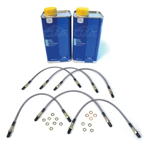 Performance Brake Hose Kit, Stainless Steel Hoses With ATE Original SL DOT 4 Brake Fluid For Range Rover Classic, 1990 - 1991