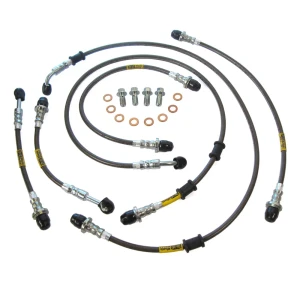 Performance Stainless Steel Brake Hose Kit With Teflon Liners For 2-Inch Raised Suspension With Extended Hoses On Range Rover P38, 1995 - 1996