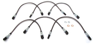 Performance Stainless Steel Brake Hose Kit With Teflon Liners For 2-Inch Raised Suspension With Extended Hoses On Range Rover Classic 1992 - 1995