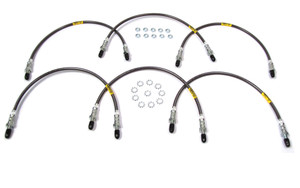 Performance Stainless Steel Brake Hose Kit With Teflon Liners For 2-Inch Extended Hoses For Raised Suspension Range Rover Classic, 1990 - 1991