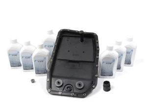 Transmission Service Kit: Transmission Pan With Gasket, Valve Body Sleeve And 7 Quarts ZF Lifeguard Transmission Fluid For Land Rover LR3 V8 And V6 Vehicles