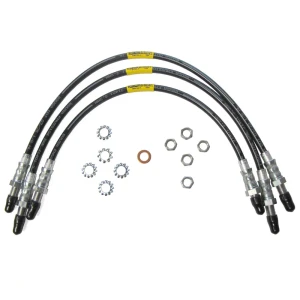 Performance Stainless Steel Brake Hose Kit With Teflon Liners For 2-Inch Raised Suspension With Extended Hoses On Land Rover Defender 90, 1994 - 1997 North American Spec