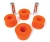Rear Lower Control Arm Polyurethane Bushings By Polybush, Pair, Orange Standard Firmness, For Range Rover Full Size L322, 2006 - 2012
