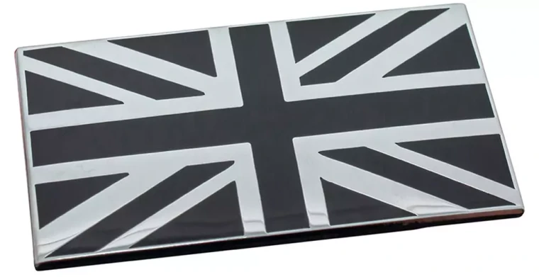 Union Jack Exterior Badge, Black And Chrome, 2 x 1.14 Inches