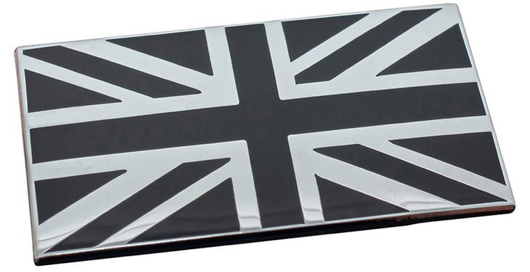 Union Jack Exterior Badge, Black & Chrome, 2 X 1.14 Inches (DA7637)