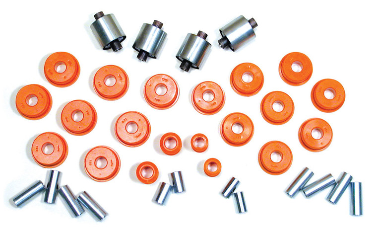 Polyurethane Bushing Kit By Polybush, Front And Rear Suspension, Orange Standard Firmness 75A, For Land Rover Discovery Series II (9781)