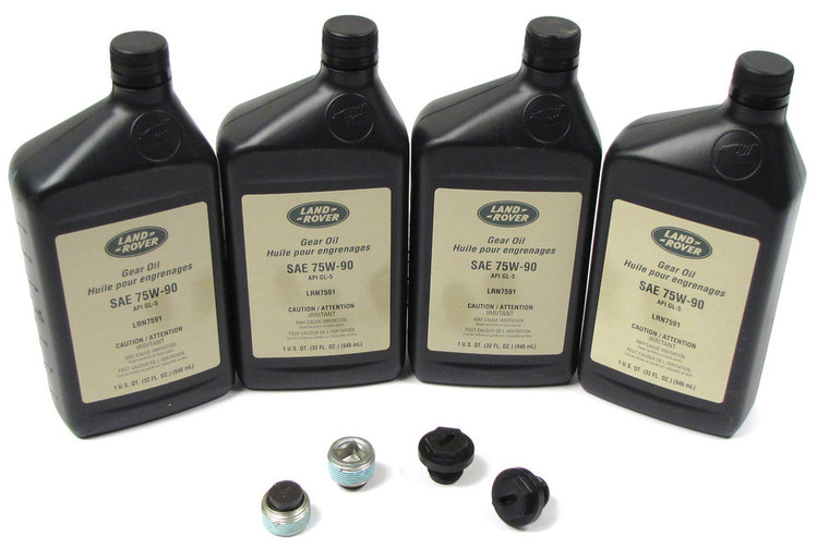 Axle Service Maintenance Kit For Land Rover Discovery Series 2, Includes 4 Quarts Replacement Oil, 2 Drain Plugs, 2 Filler Plugs, And 2 Plug Washers (AXLES600SKB)
