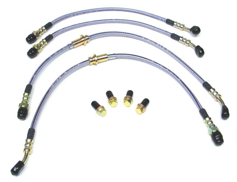 Performance Stainless Steel Brake Hose Kit With Teflon Liners, Extended Hoses For 2-Inch Raised Suspension, On Land Rover Discovery Series II (ABP218L)