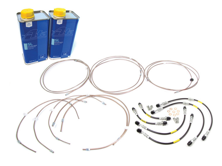 Brake Hose And Pipe Replacement Kit With Fluid, For Land Rover Discovery Series II, Featuring Stainless Steel Brake Hose, Copper And Nickel EziBend Pipes And ATE Original SL DOT 4 Fluid